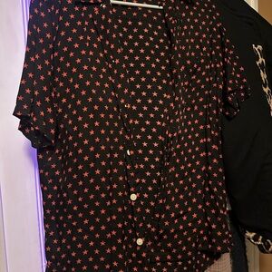 All Saints Black Shirt with Red Star Design